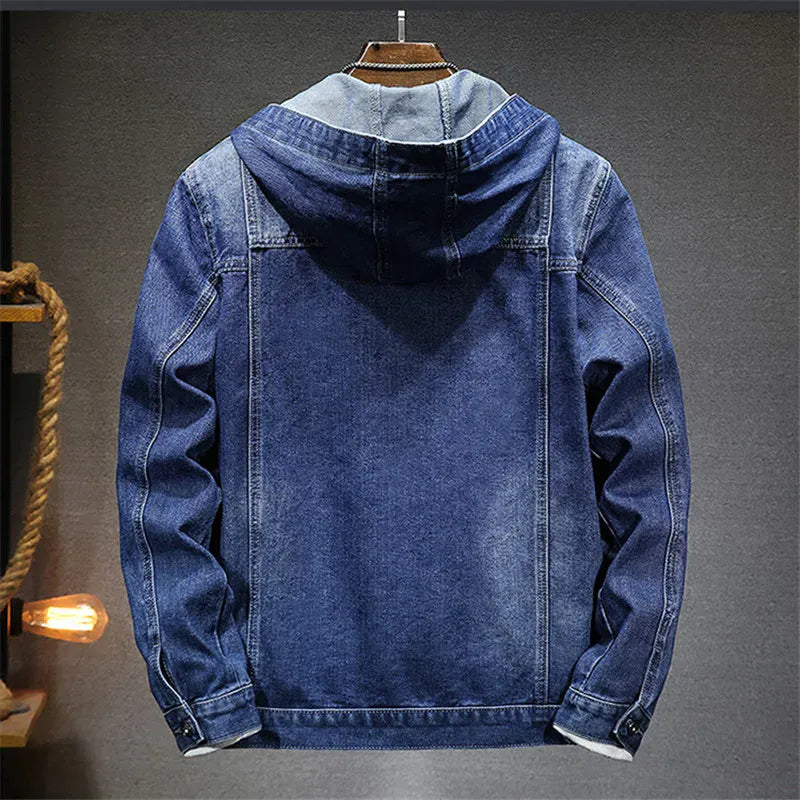 Herren Jeansjacke mit Kapuze - Robuster Denim-Hoodie für lässige Streetwear