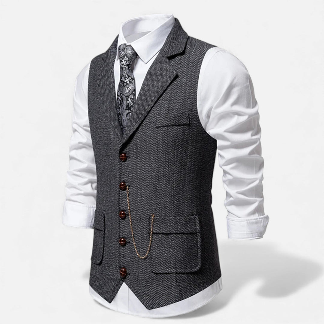 Vintage Tweed Herren Anzugweste mit Lapel-Kette