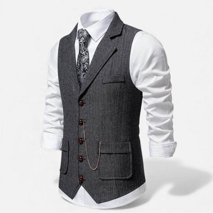 Vintage Tweed Herren Anzugweste mit Lapel-Kette