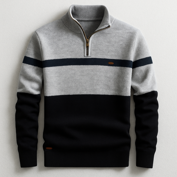 Herren Quarter-Zip Pullover aus Premium Baumwolle - Eleganter Troyer mit Tailored Fit