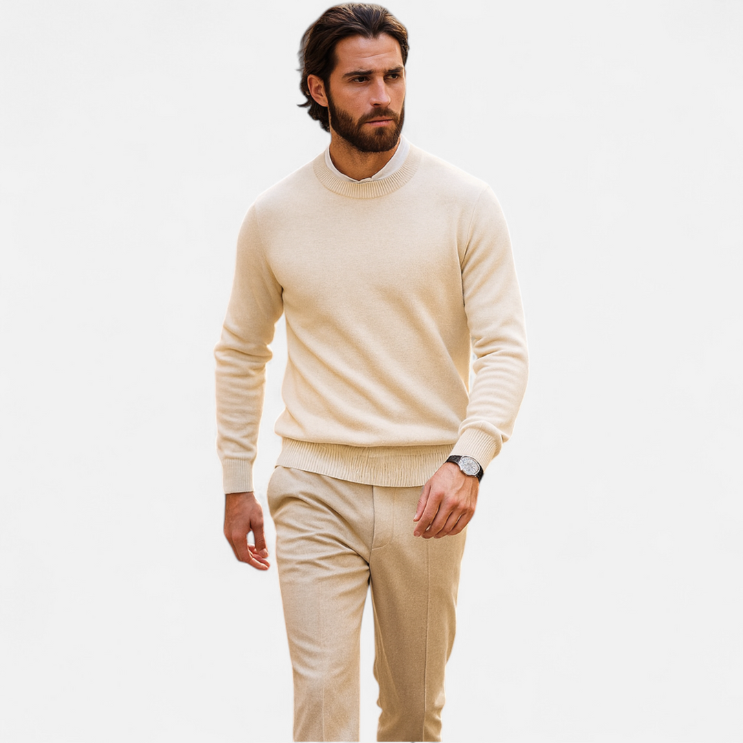 Lässiger Rundhals Kaschmir Woll-Pullover für Herren