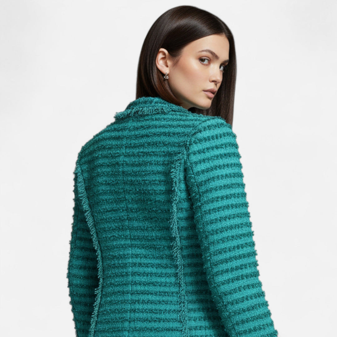 Eleganter Slim Fit Damen Tweed Blazer mit Quasten-Details