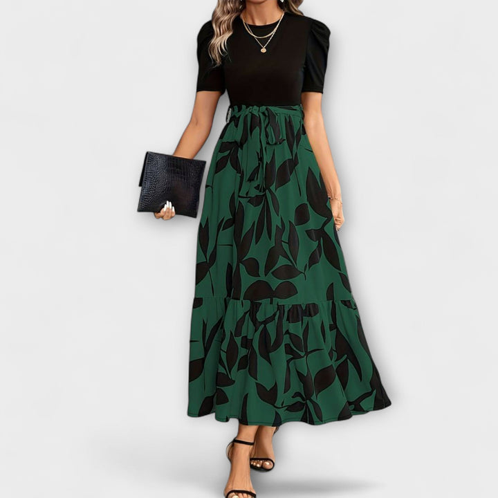 Damen Sommerkleid mit Blumenmuster - Rundhalsausschnitt und Kurzarm