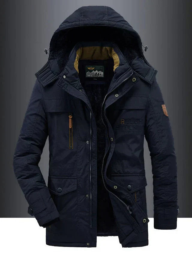 Winddichte Warme Herren Winterjacke mit Fleecefutter