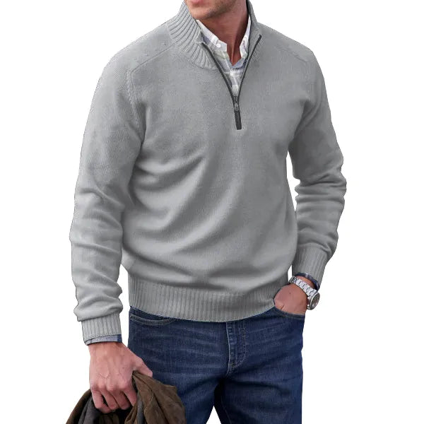 Herren Kaschmir Pullover mit Reißverschluss - Eleganter Strick-Pullover