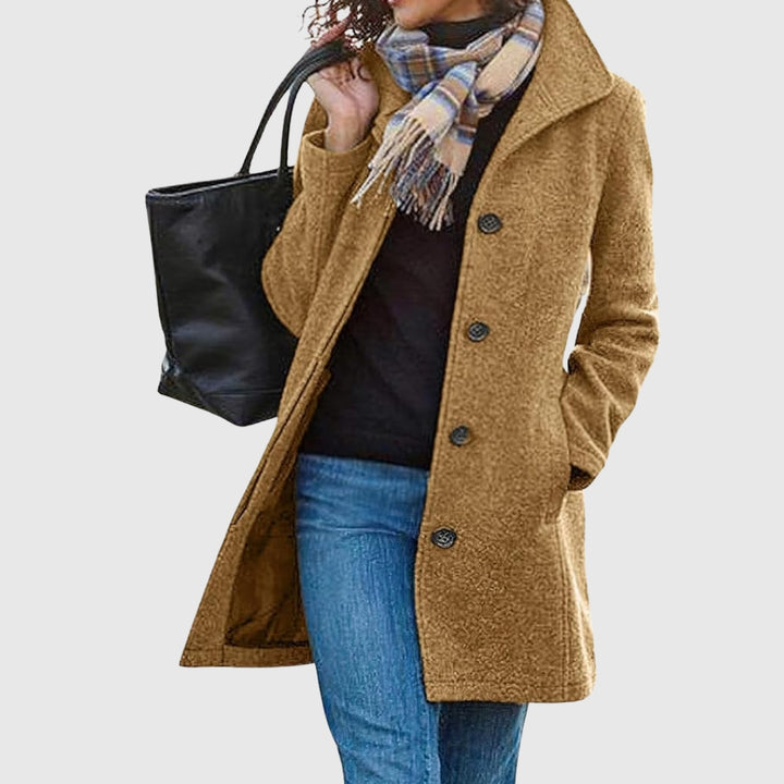 Eleganter Damen Wollmantel mit klassischem Schnitt - Einreihiger Wintermantel