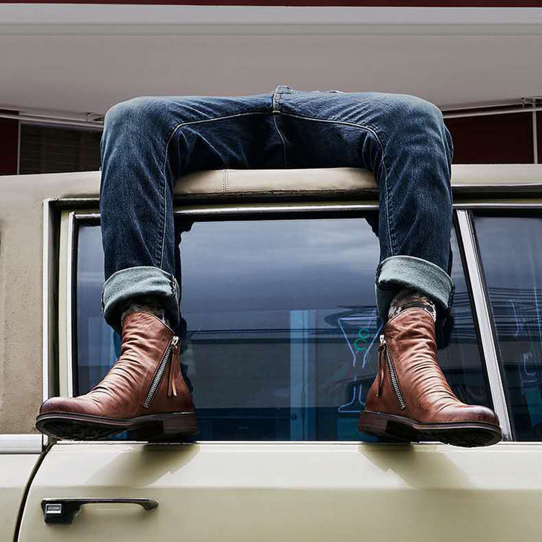 Komfortable Herren Stiefel aus PU-Leder mit Reißverschluss - Rutschfest und Atmungsaktiv