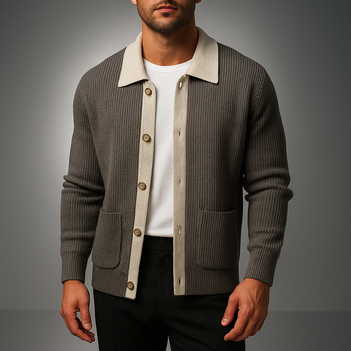 Klassischer Herren Strick-Cardigan mit Knopfleiste für Herbst und Winter