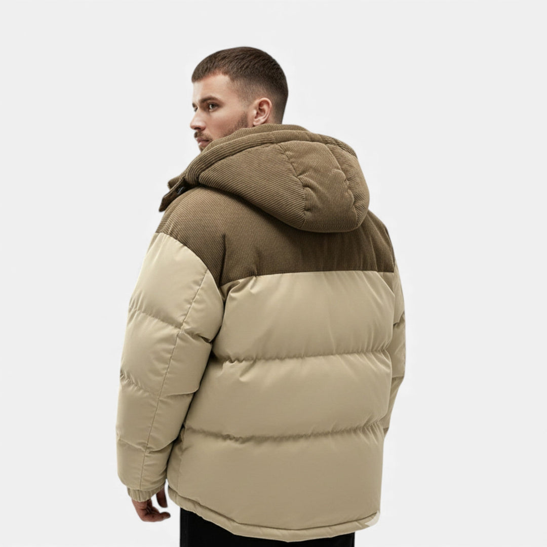 Gefütterte Herren Winterjacke mit abnehmbarer Kapuze
