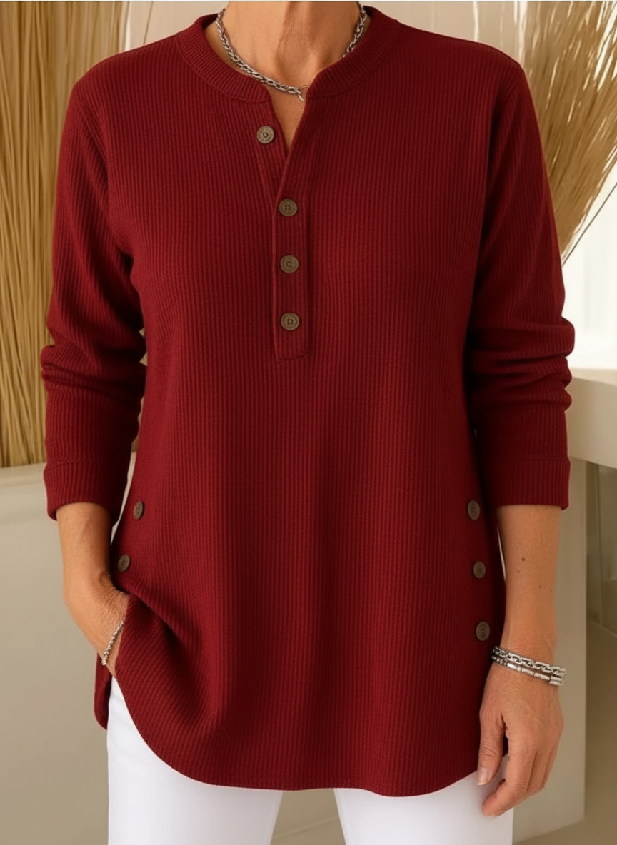 Eleganter Damen Strickpullover mit Knopfleiste - Weich und Feminin