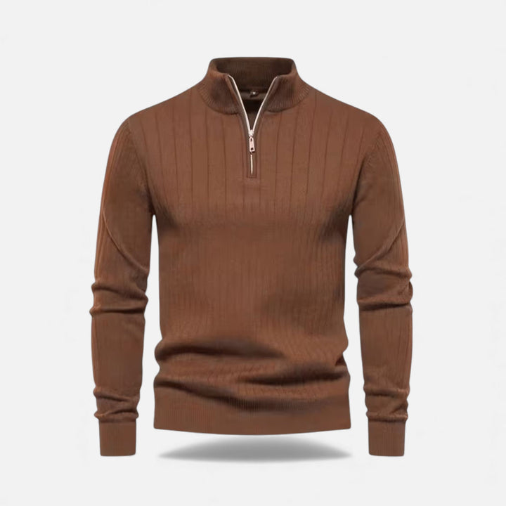 Warmer Minimalistischer Herren Strickpullover mit Reißverschluss