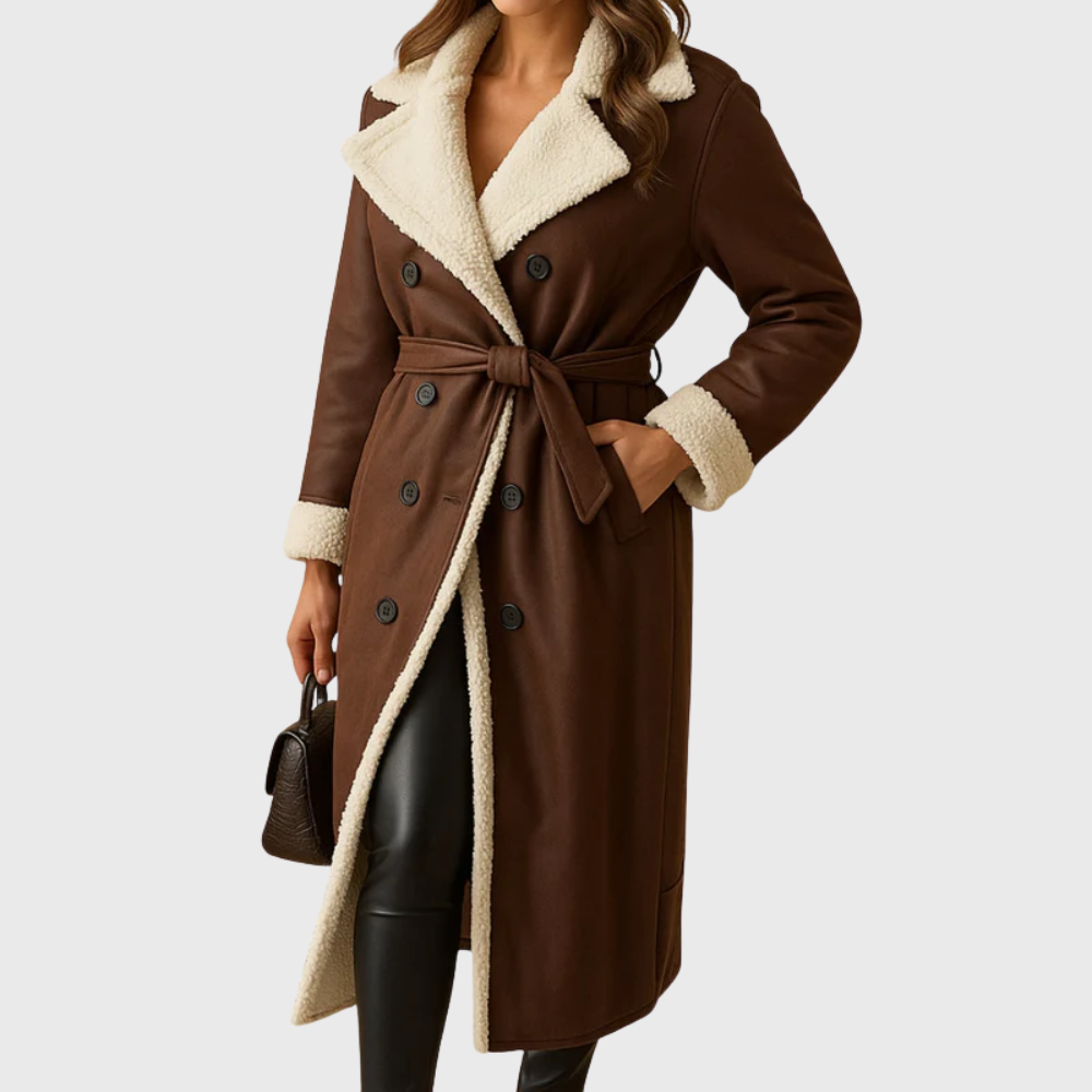 Warmer Damen Longline-Wintermantel mit Steppfutter - Eleganter Langmantel