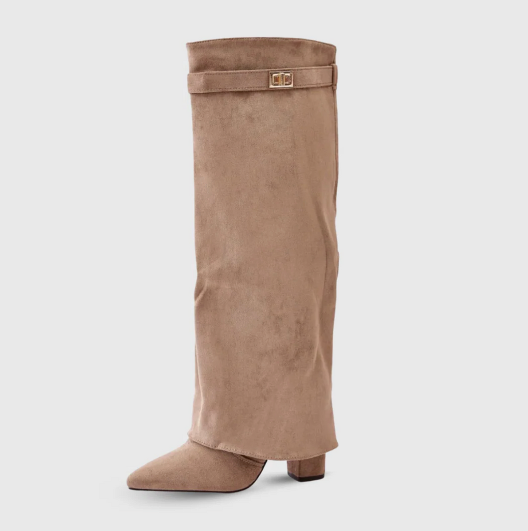 Elegante Suède Stiefel mit Blockabsatz für Damen