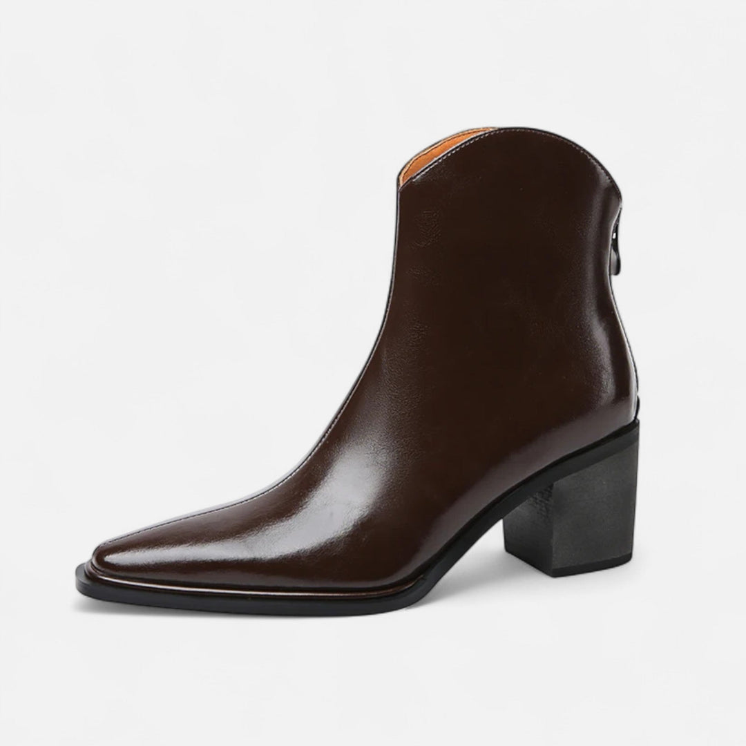 Elegante Spitze Damen Stiefeletten mit Absatz aus PU-Leder