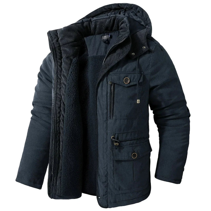 Robuste Herren Winterjacke mit Fleece-Futter - Taktische Taschen und Utility-Reißverschlüsse