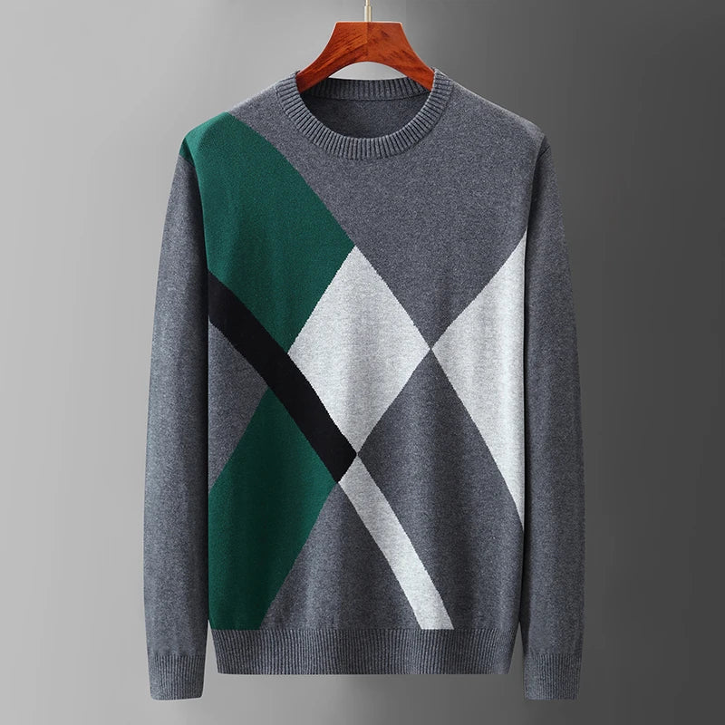 Herren Argyle-Strickpullover - Klassisches Rautenmuster mit leichtem Strick