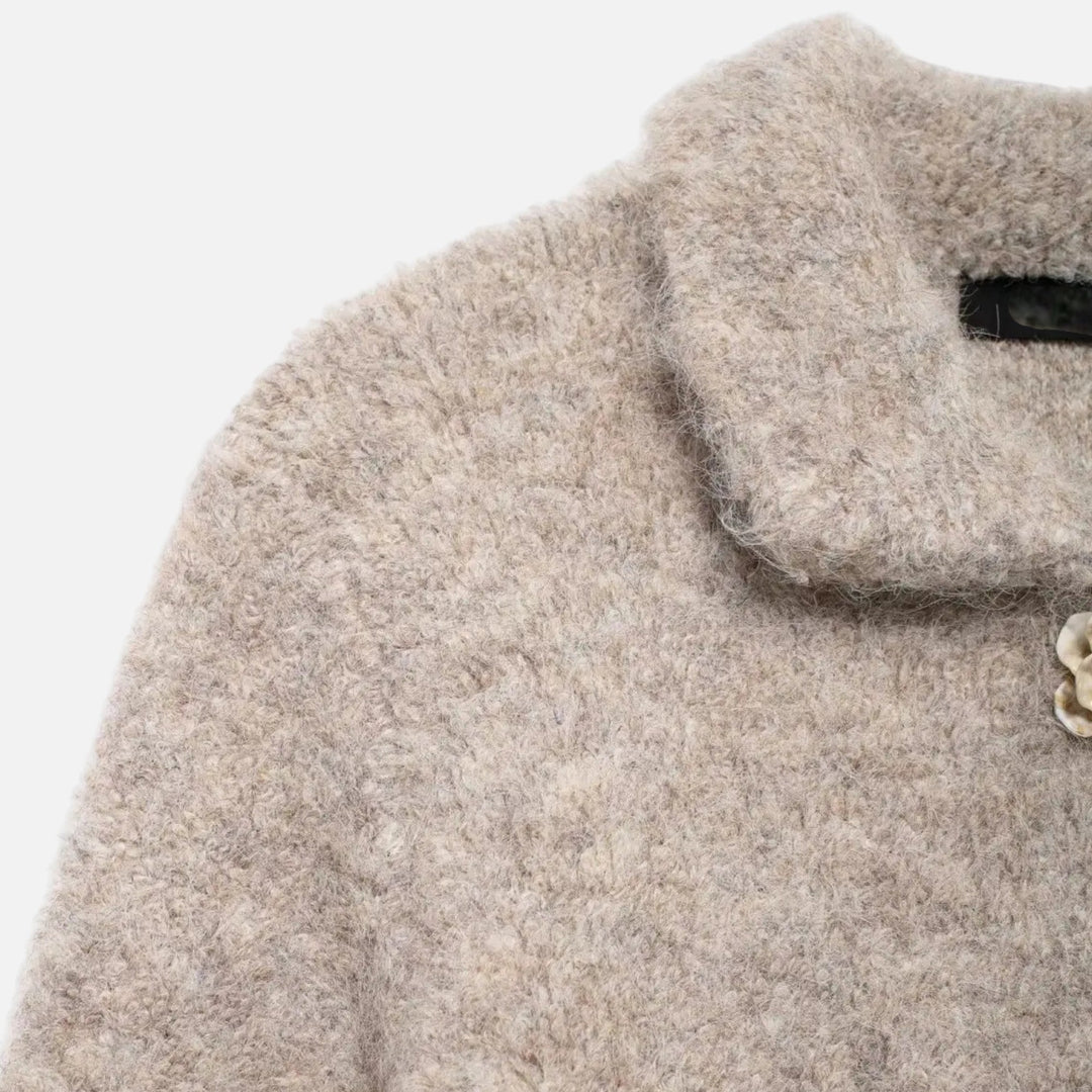 Elegante Strick Cardigan mit Blüten Knöpfen für Damen