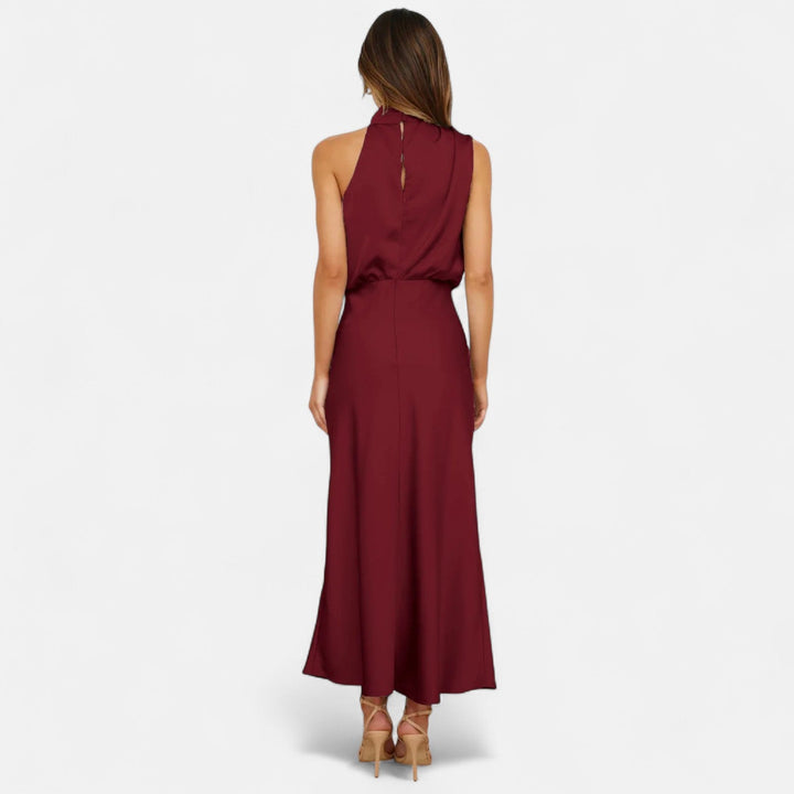 Elegantes ärmelloses langes Satin-Kleid für Damen