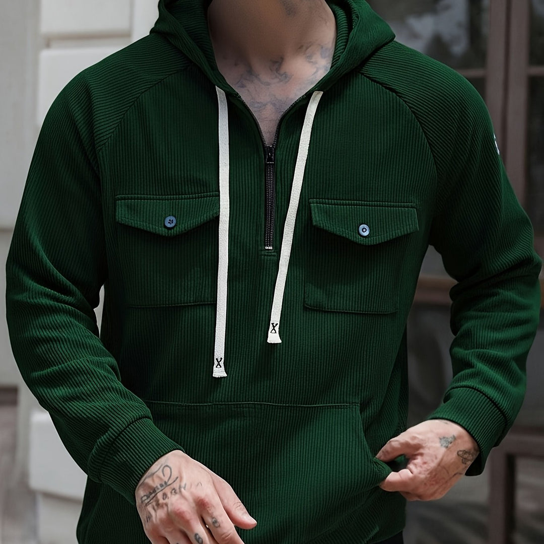 Herren Hoodie mit Quarter-Zip und Brusttaschen