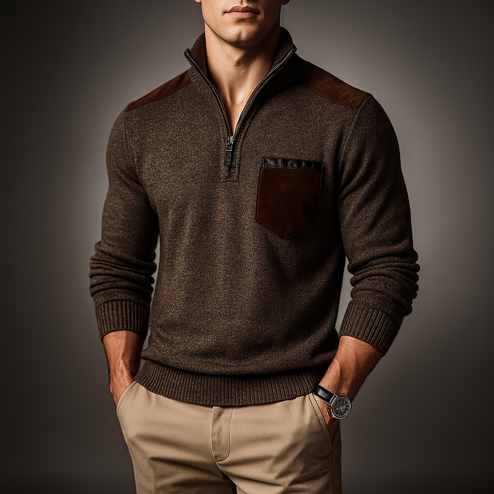 Herren Viertelzip-Pullover mit Kontrastdetails - Hoher Kragen und Moderne Passform