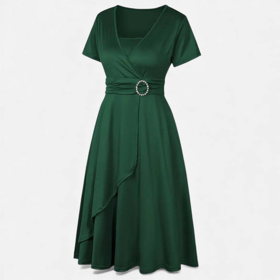 Elegantes Strass V-Ausschnitt Asymmetrisches Damen Abendkleid