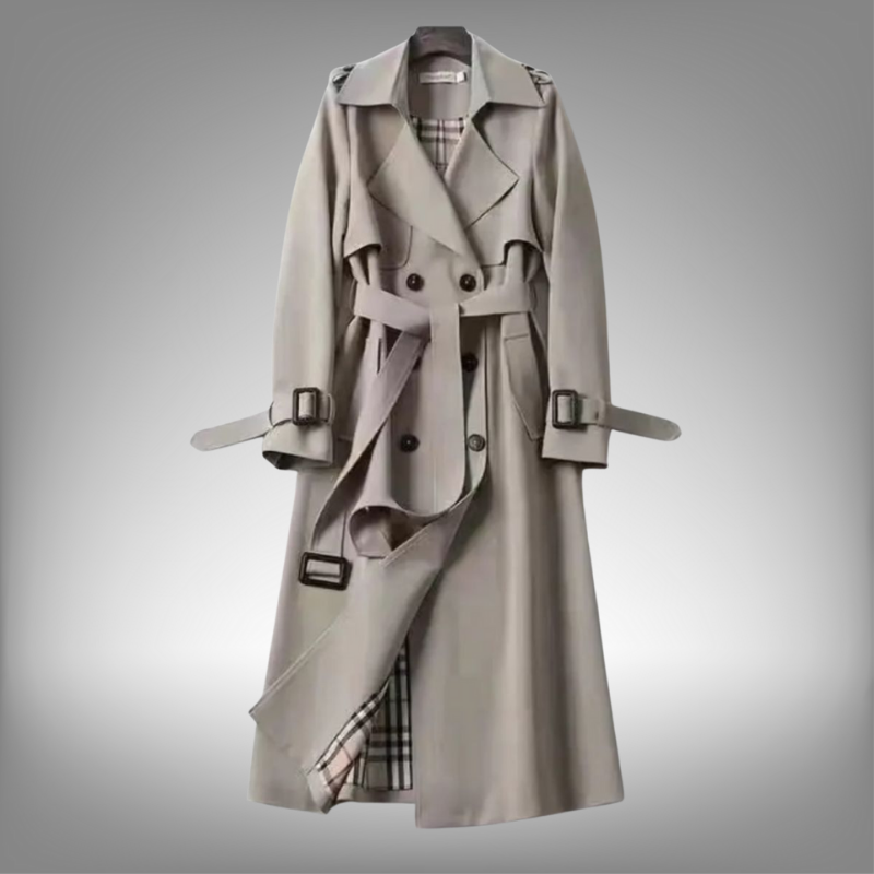 Klassischer Damen Trenchcoat - Elegante Übergangsjacke mit Gürtel