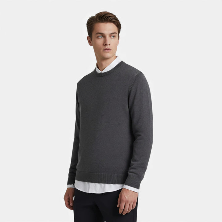 Klassischer Warmer Herren Pullover mit Rundhalsausschnitt