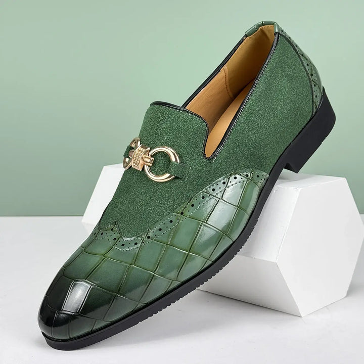 Elegante Herren Leder-Slipper mit Veloursleder - Gepolstertes Fußbett