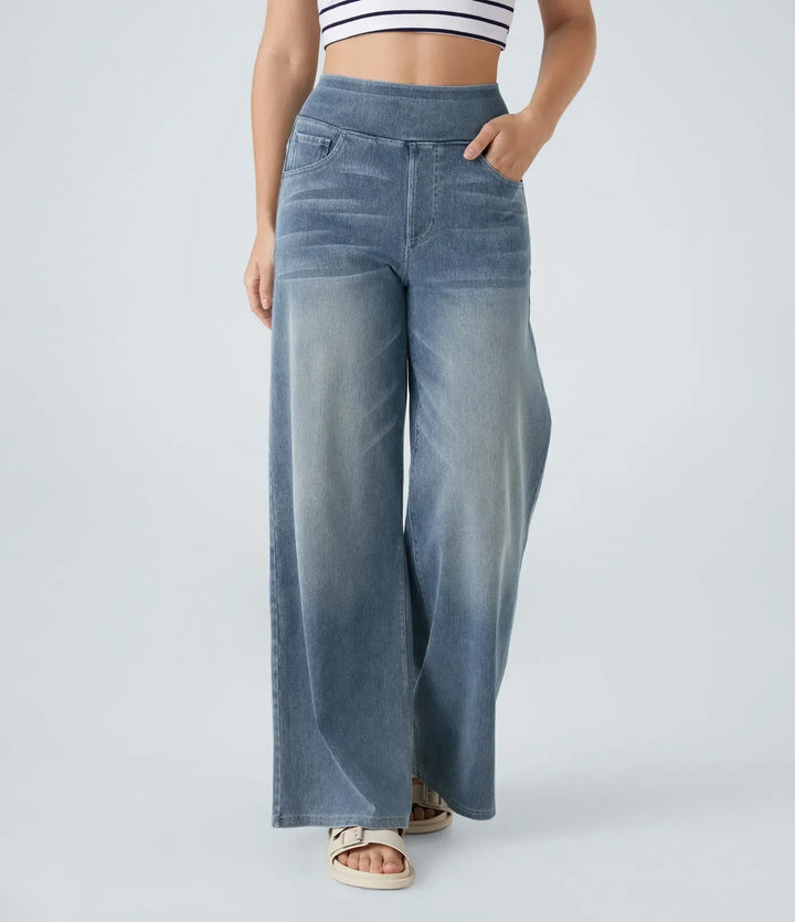 Elastische Jeans Hose mit hoher Taille für Damen