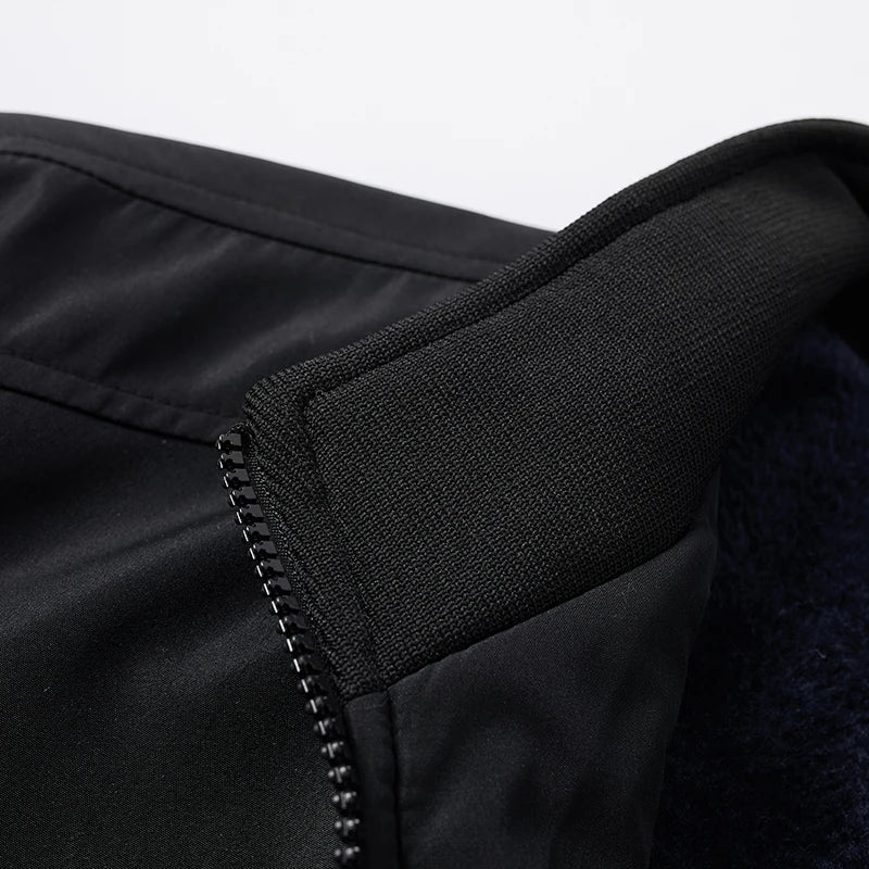 Warme Fleece Winterjacke Herren - Gefütterte Stehkragen Jacke mit Reißverschluss
