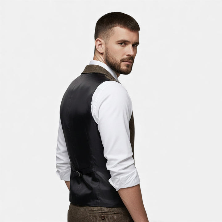 Vintage Tweed Herren Anzugweste mit Lapel-Kette