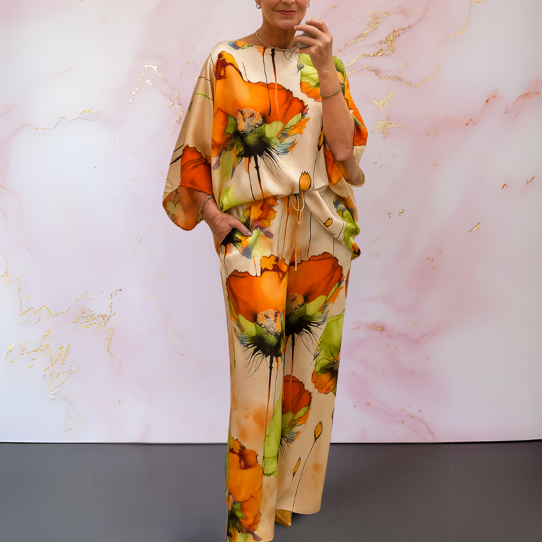 Elegantes Satin Zweiteiler Set Damen