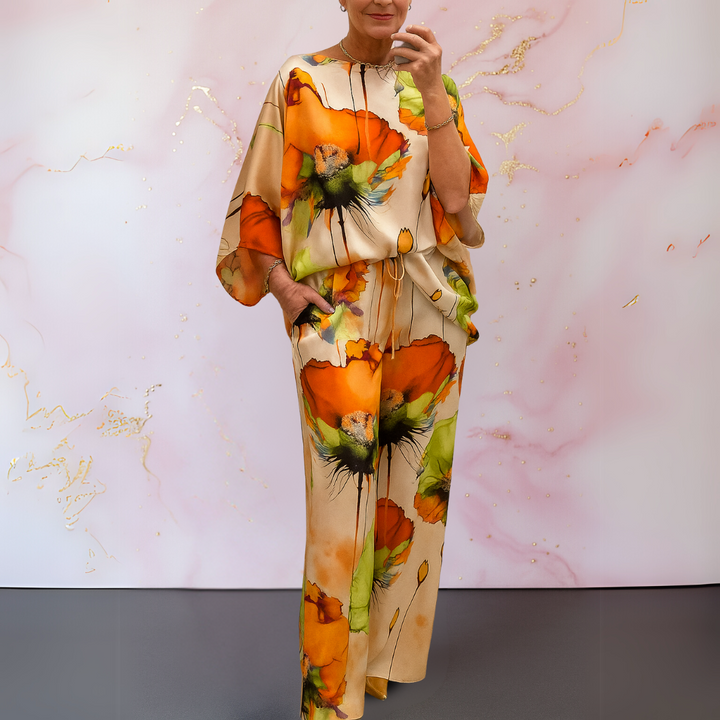 Elegantes Satin Zweiteiler Set Damen