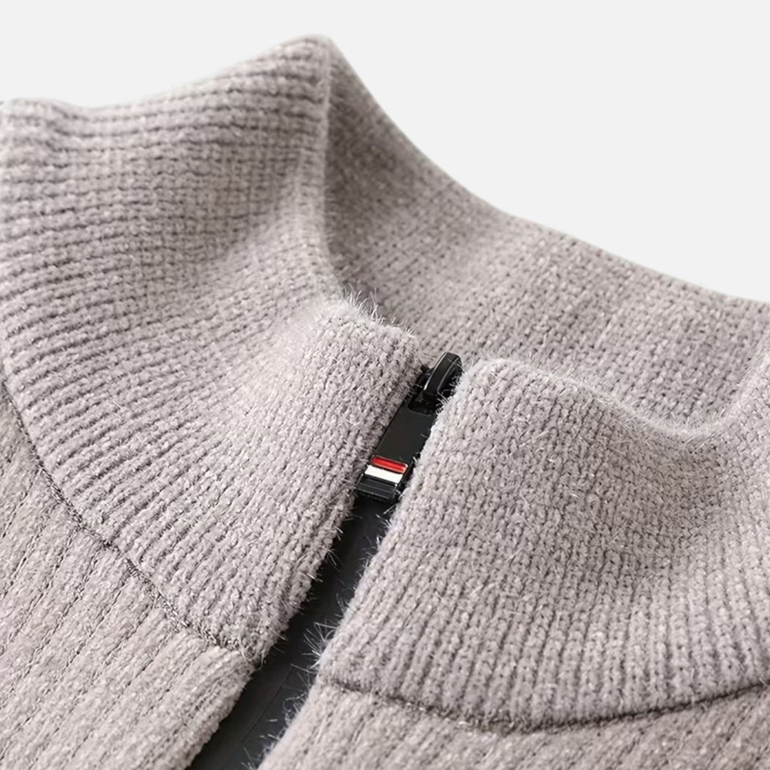 Dicker Gestreifter Half-Zip Strickpullover für Herren