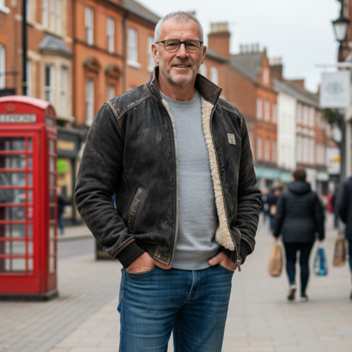 Warme Herren Vintage Lederjacke mit flauschigem Futter - Weich und Elegant