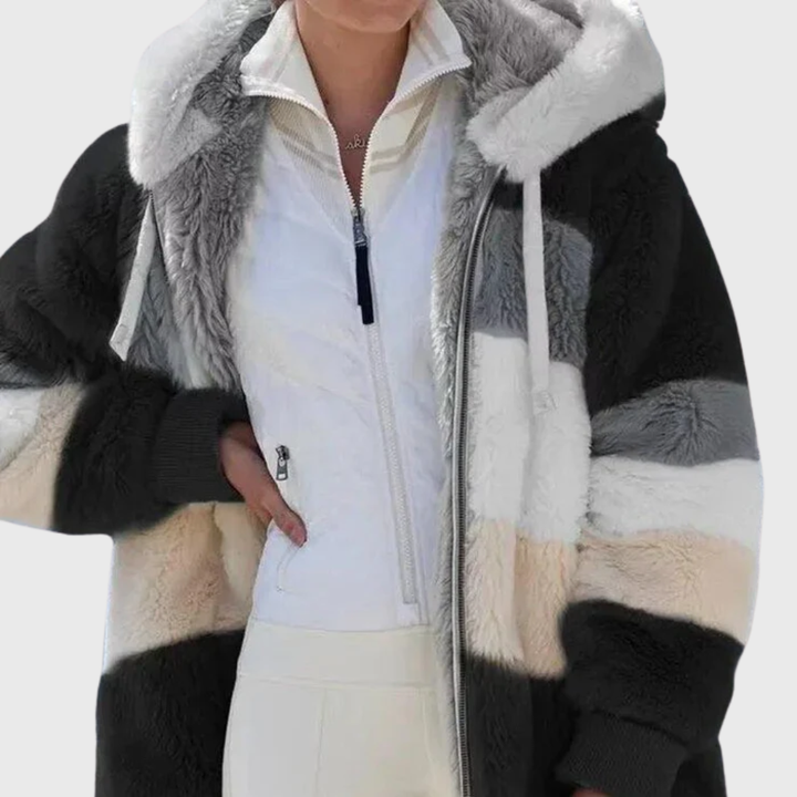 Warme Fleece Winterjacke für Damen mit Kapuze