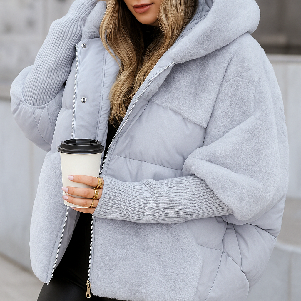 Warme Pufferjacke mit Luxus Kunstfell-Detail für Damen