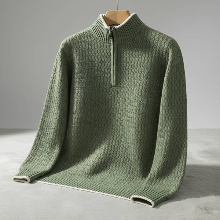 Strukturierter Quarter-Zip Strickpullover Herren