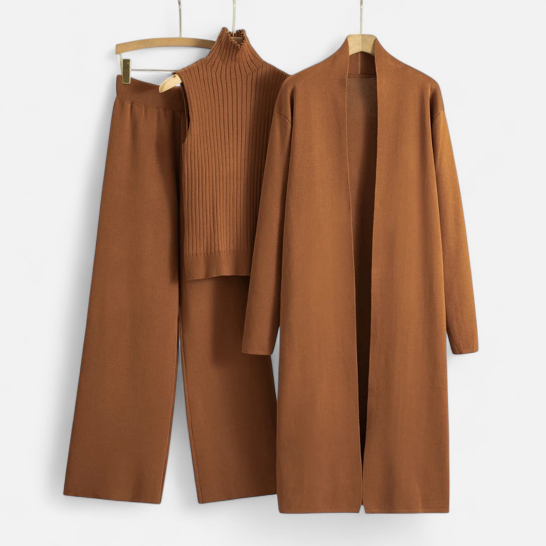 Elegantes 3-teiliges Strick-Cardigan Set für Damen