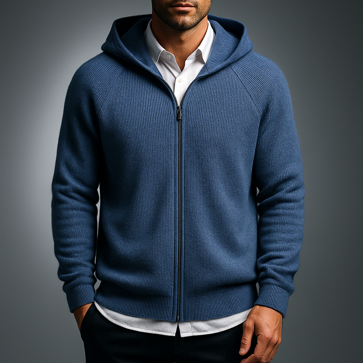 Herren Zip-Pullover mit Front-Reißverschluss - Eleganter Strickpullover für Business und Freizeit