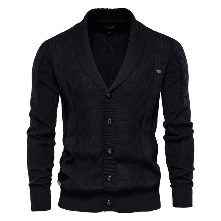 Herren Strickcardigan mit Schalkragen - Weiche Baumwolle und eleganter Schnitt