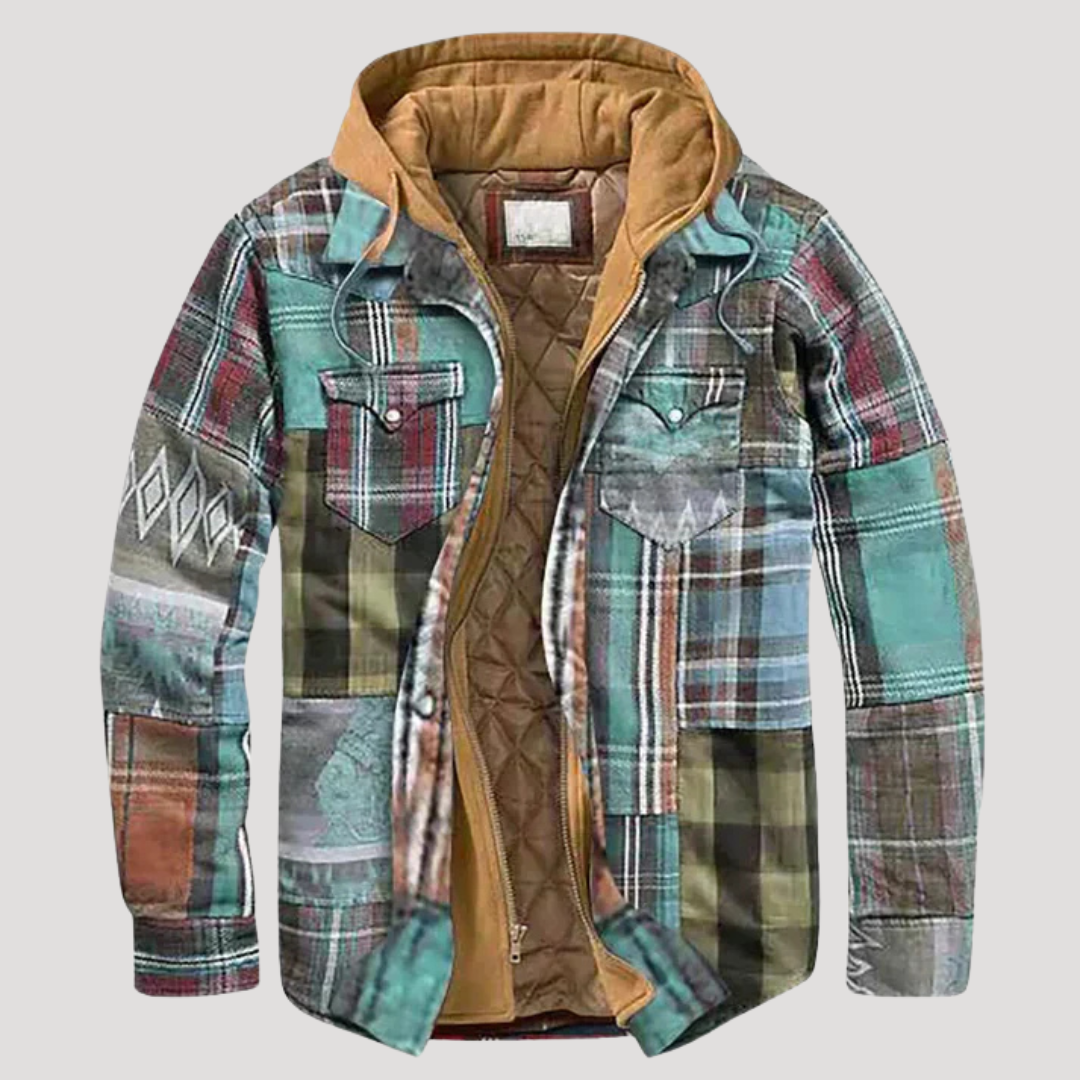 Herren Patchwork-Jacke mit Karomuster - Stilvolle Übergangsjacke