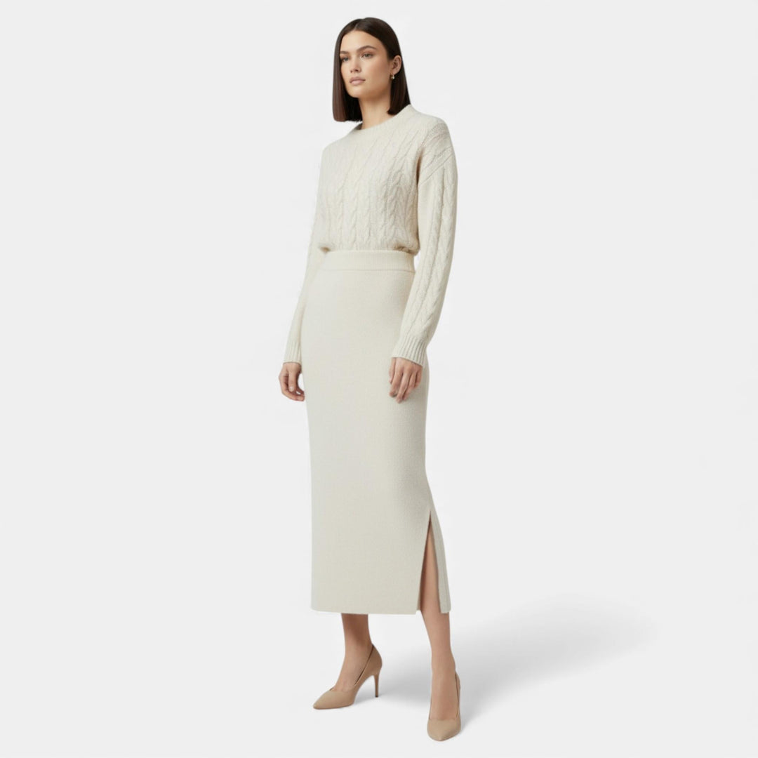 Eleganter Woll A-Linien Midi Rock für Damen