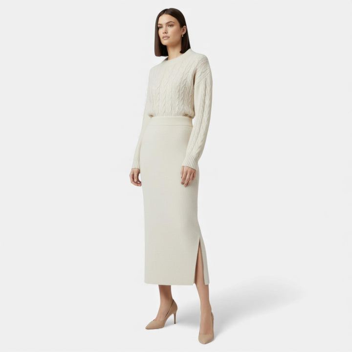 Eleganter Woll A-Linien Midi Rock für Damen