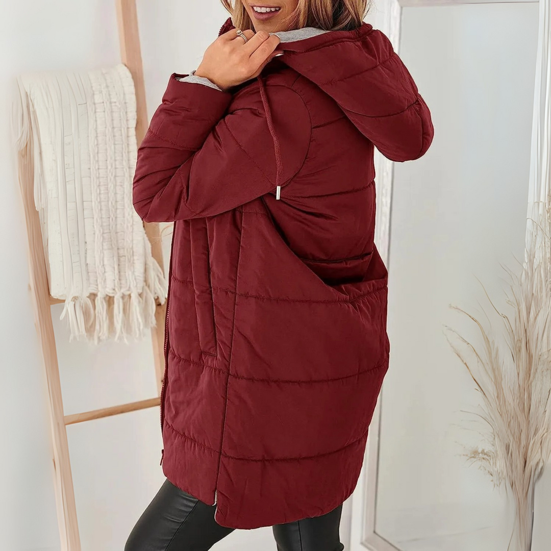 Warme Damen Daunenjacke mit Kapuze - Pufferjacke für Winter