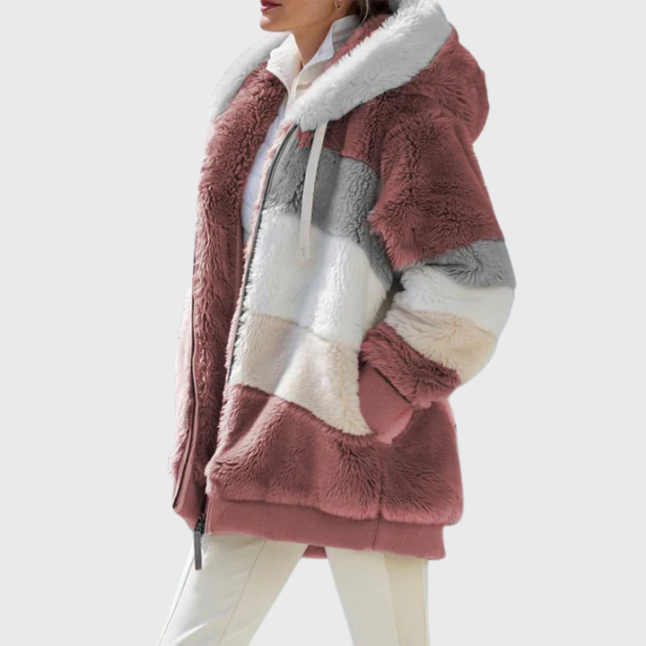 Warme Fleece Winterjacke für Damen mit Kapuze