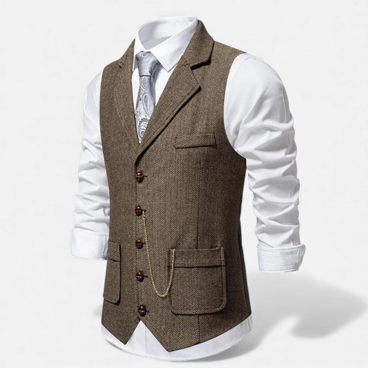 Vintage Tweed Herren Anzugweste mit Lapel-Kette