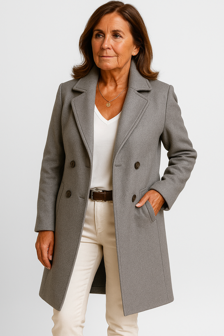 Eleganter Damen Mantel - Klassischer Schnitt mit Knopfverschluss