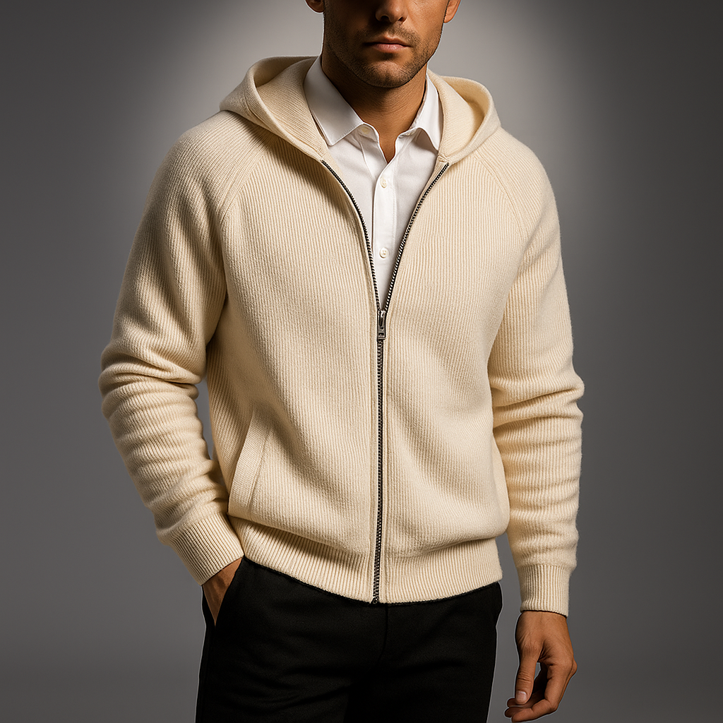 Herren Zip-Pullover mit Front-Reißverschluss - Eleganter Strickpullover für Business und Freizeit