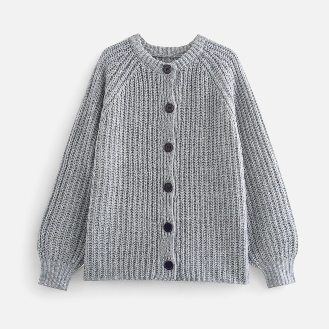 Vintage Strick-Cardigan mit Rundhalsausschnitt für Damen